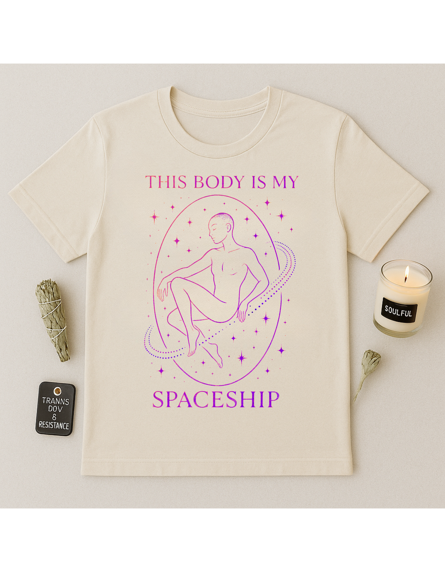 This Body is My Spaceship✨ Unisex Softstyle T-Shirt, Motivational Tee, Affirmation Shirt, Gift for Space Lovers, Casual Wear, Unique Fashion, LGBTQ, Queer, Gay, Les, Lesbian, Self Love