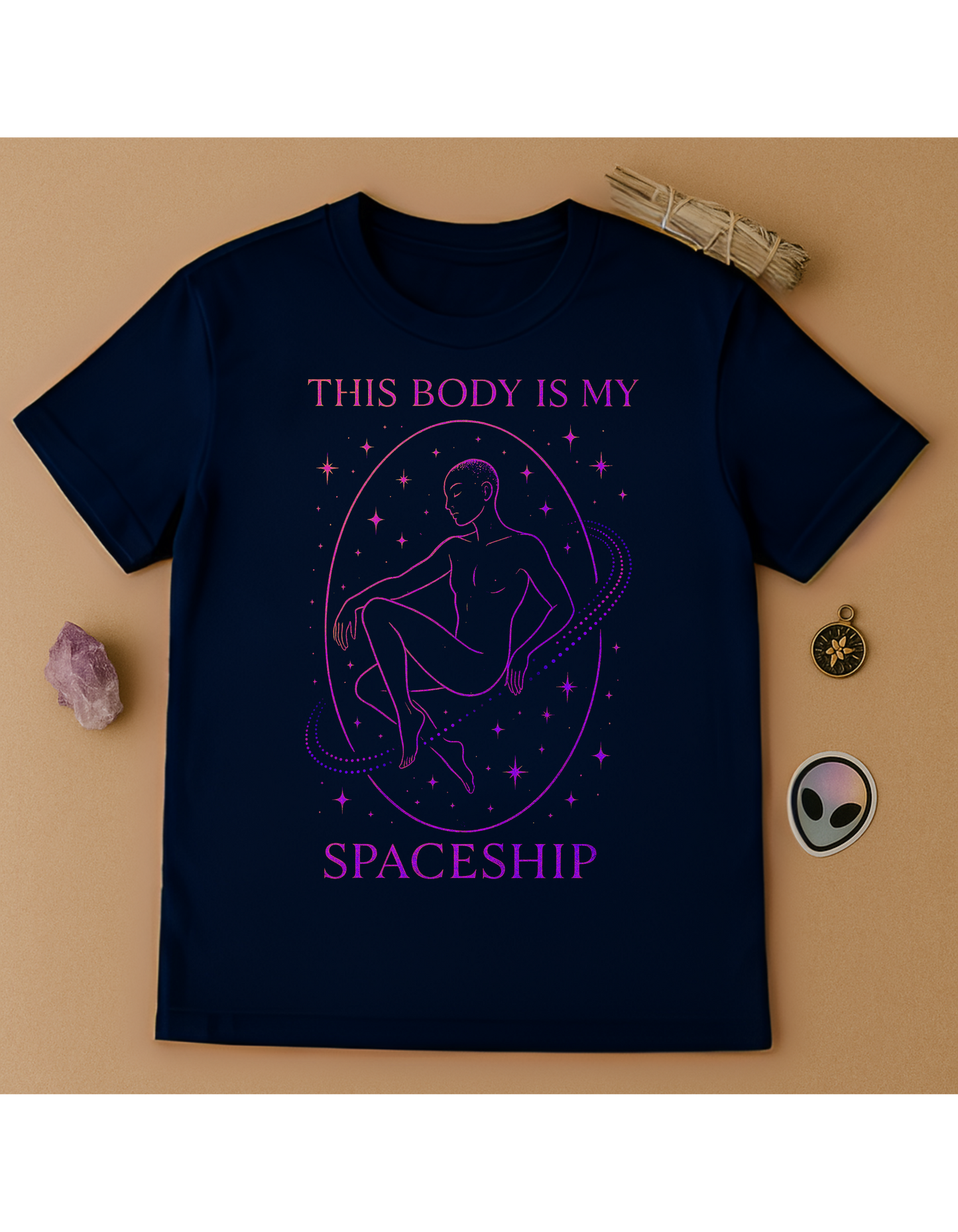 This Body is My Spaceship✨ Unisex Softstyle T-Shirt, Motivational Tee, Affirmation Shirt, Gift for Space Lovers, Casual Wear, Unique Fashion, LGBTQ, Queer, Gay, Les, Lesbian, Self Love