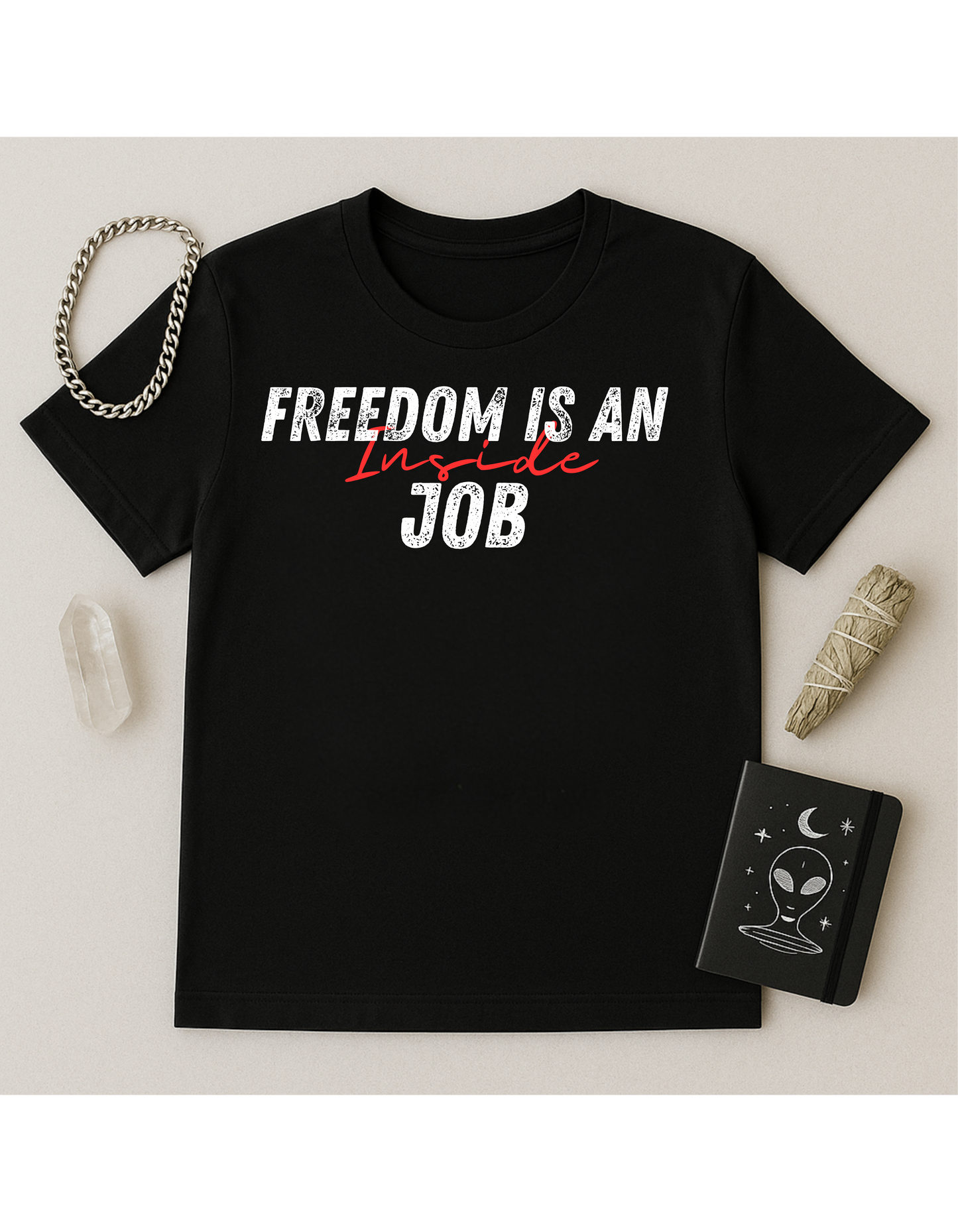 Freedom Is An Inside Job Unisex Softstyle T-Shirt, Motivational Tee, Affirmation Shirt, Gift for Space Lovers, Casual Wear, Unique Fashion