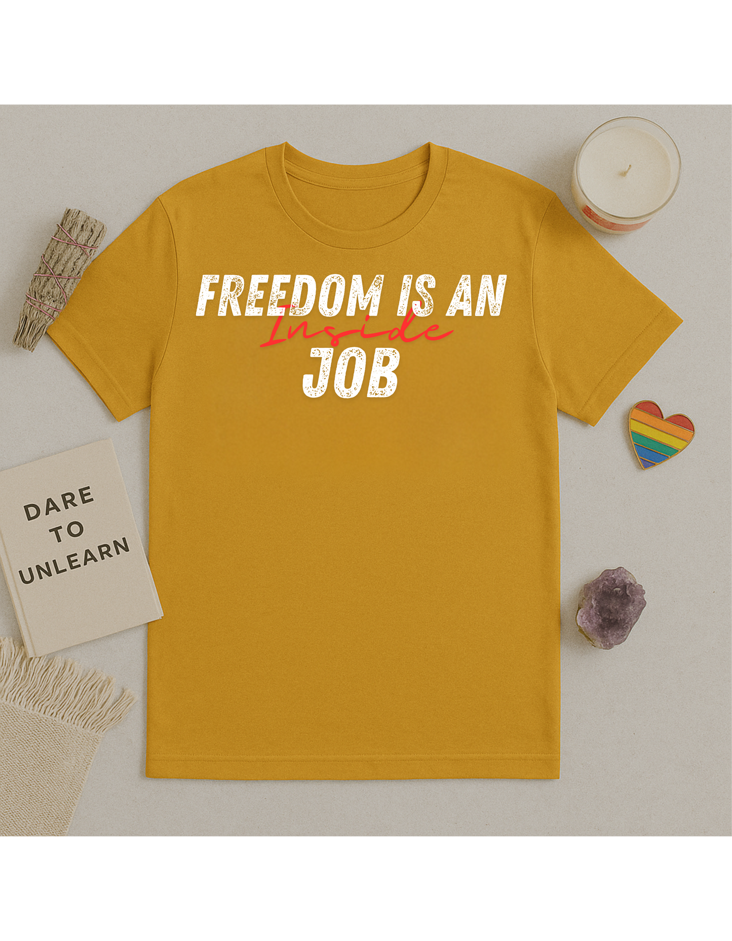 Freedom Is An Inside Job Unisex Softstyle T-Shirt, Motivational Tee, Affirmation Shirt, Gift for Space Lovers, Casual Wear, Unique Fashion