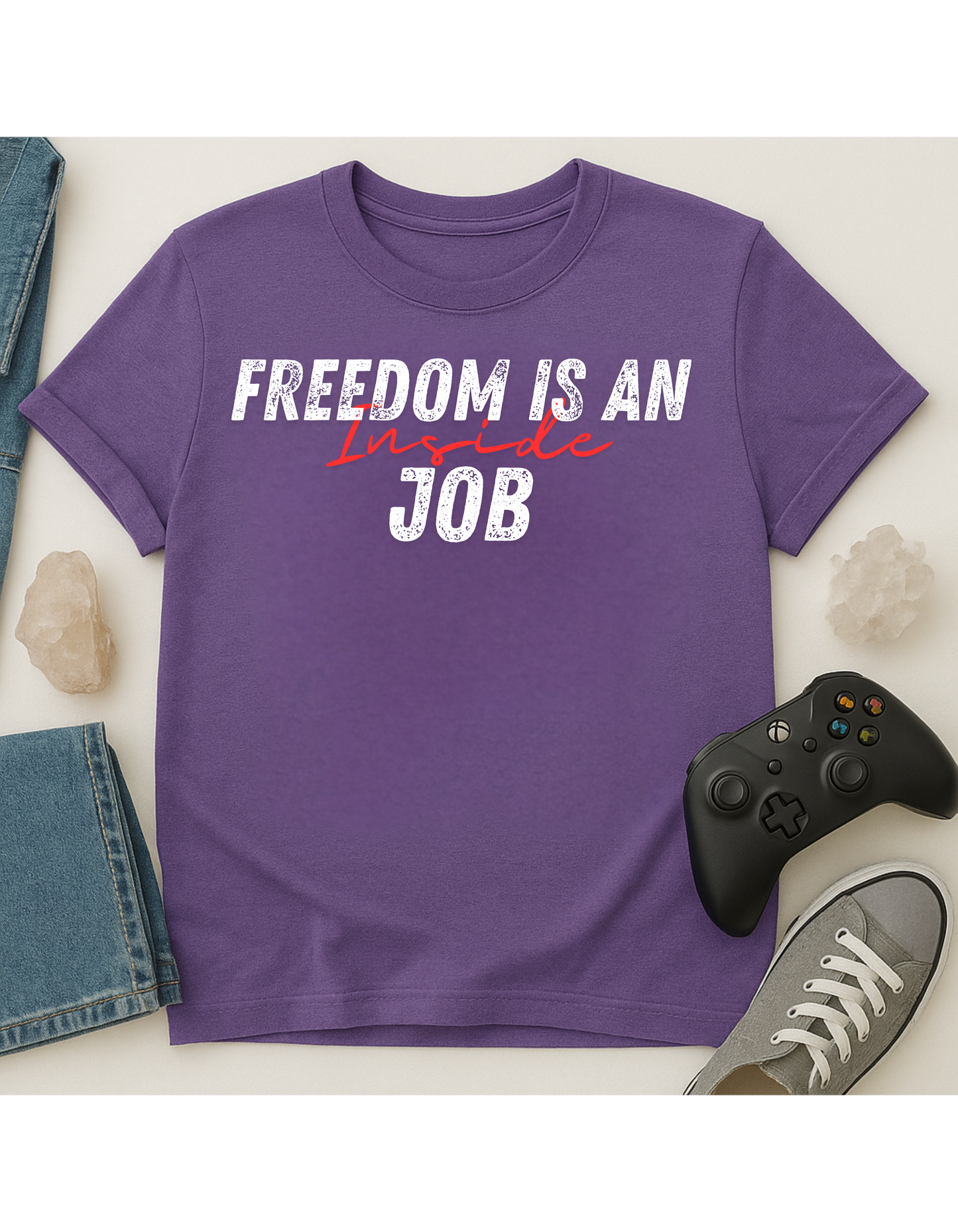 Freedom Is An Inside Job Unisex Softstyle T-Shirt, Motivational Tee, Affirmation Shirt, Gift for Space Lovers, Casual Wear, Unique Fashion