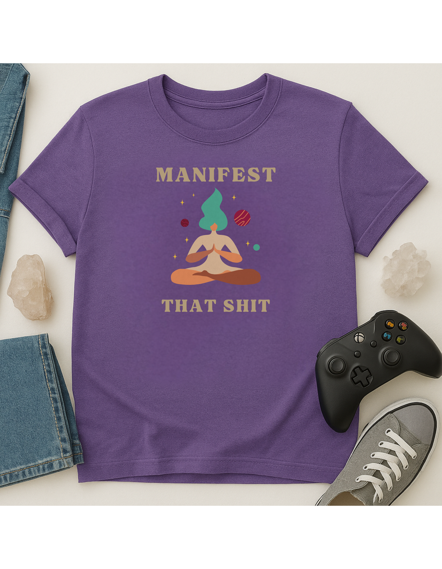 Manifest That Shit Unisex Softstyle T-Shirt, Motivational Tee, Affirmation Shirt, Space Lovers, Casual Wear, Unique Fashion