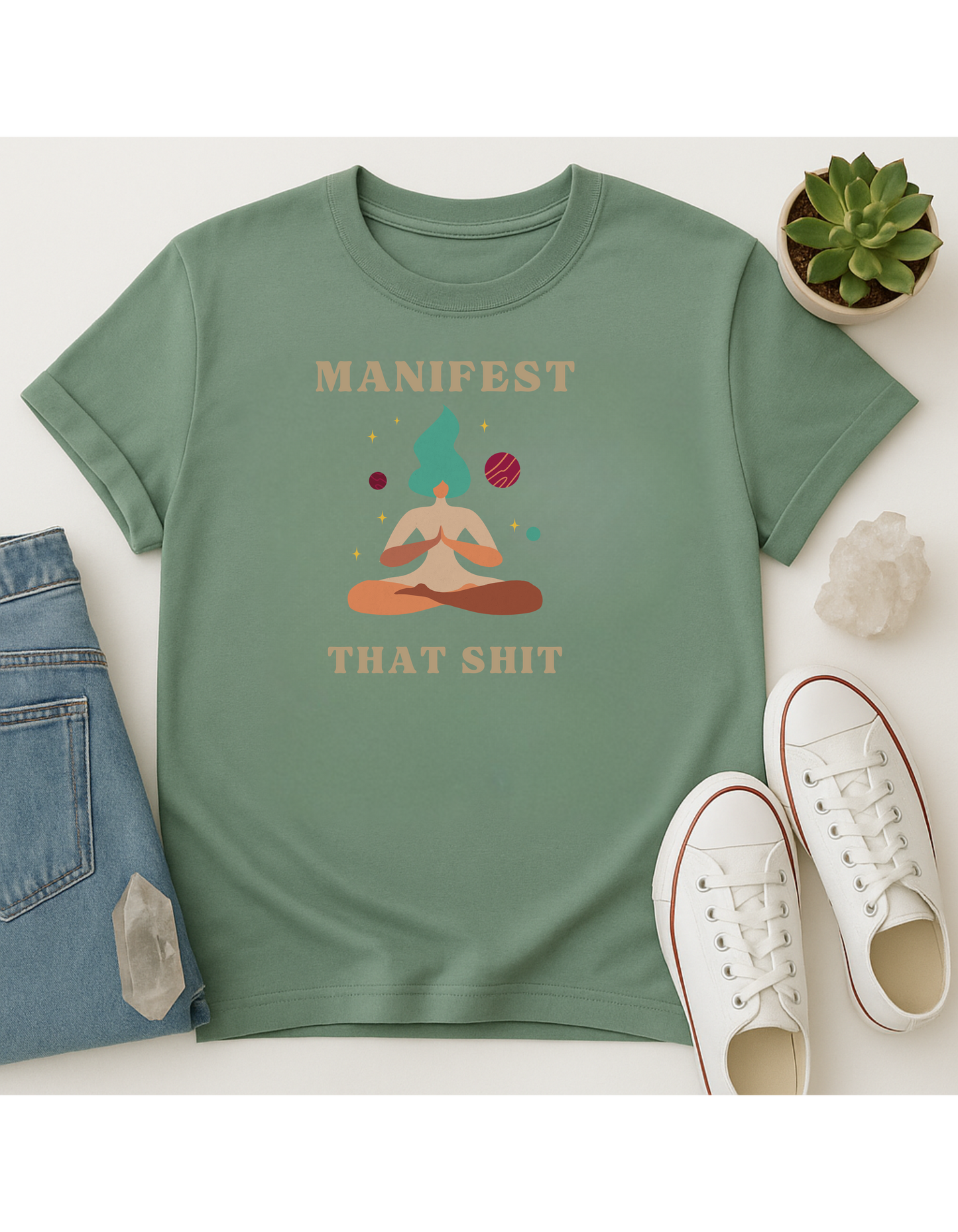 Manifest That Shit Unisex Softstyle T-Shirt, Motivational Tee, Affirmation Shirt, Space Lovers, Casual Wear, Unique Fashion