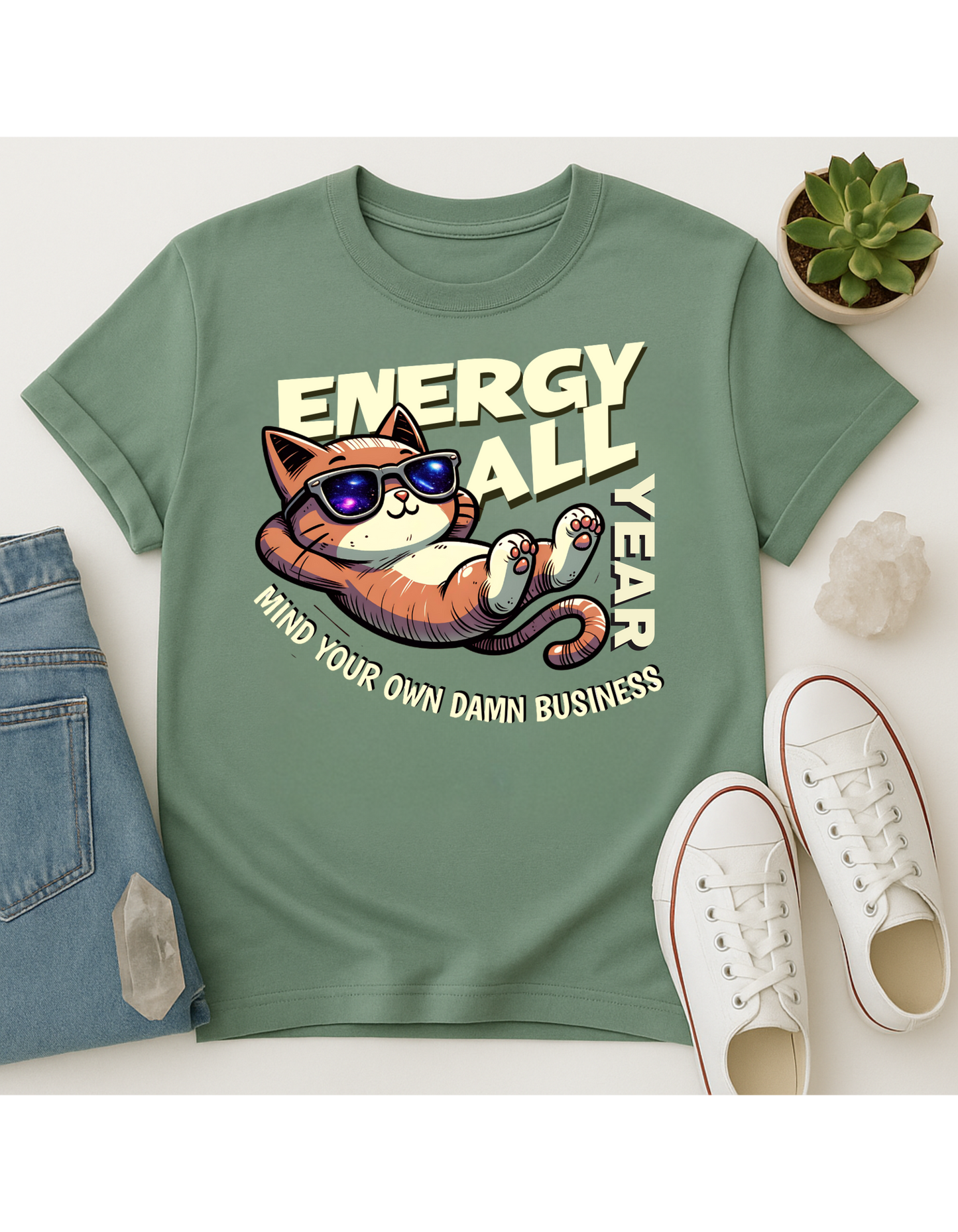 Energy All Year Unisex Softstyle T-Shirt, Motivational Tee, Affirmation Shirt, Space Lovers, Casual Wear, Unique Fashion