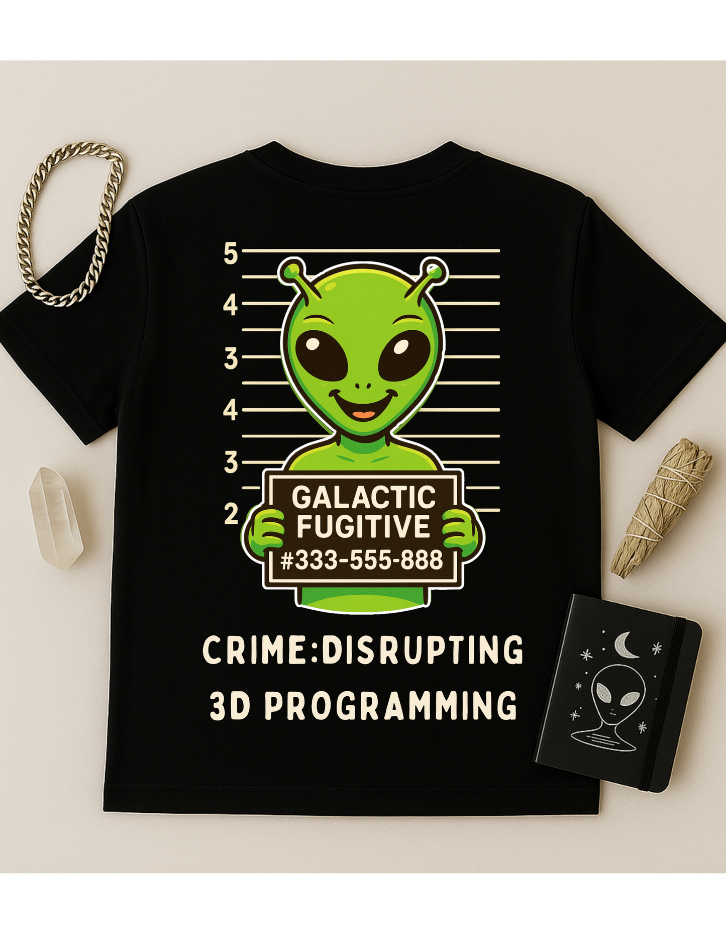 Galactic Fugitive #333-555-888 Unisex Softstyle T-Shirt, Motivational Tee, Affirmation Shirt, Space Lovers, Casual Wear, Unique Fashion