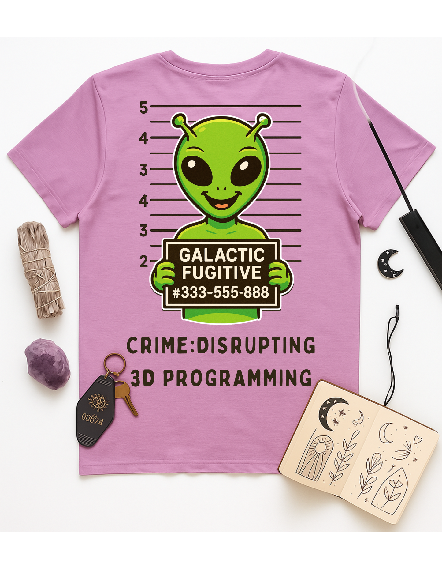 Galactic Fugitive #333-555-888 Unisex Softstyle T-Shirt, Motivational Tee, Affirmation Shirt, Space Lovers, Casual Wear, Unique Fashion
