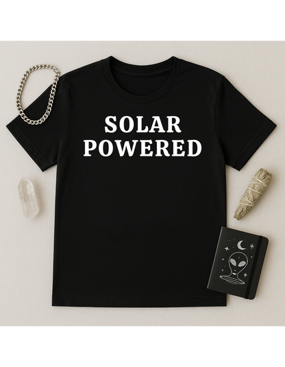 Solar Powered Unisex Softstyle T-Shirt, Motivational Tee, Affirmation Shirt, Space Lovers, Casual Wear, Unique Fashion