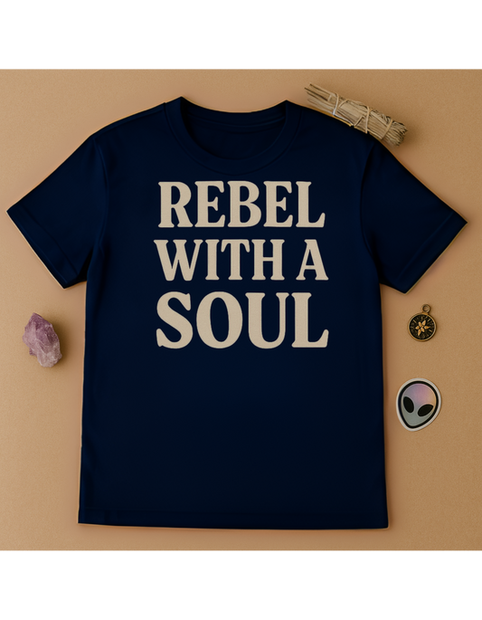 Rebel With A SOUL Unisex Softstyle T-Shirt, Motivational Tee, Affirmation Shirt, Space Lovers, Casual Wear, Unique Fashion