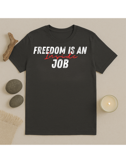 Freedom Is An Inside Job Unisex Softstyle T-Shirt, Motivational Tee, Affirmation Shirt, Gift for Space Lovers, Casual Wear, Unique Fashion