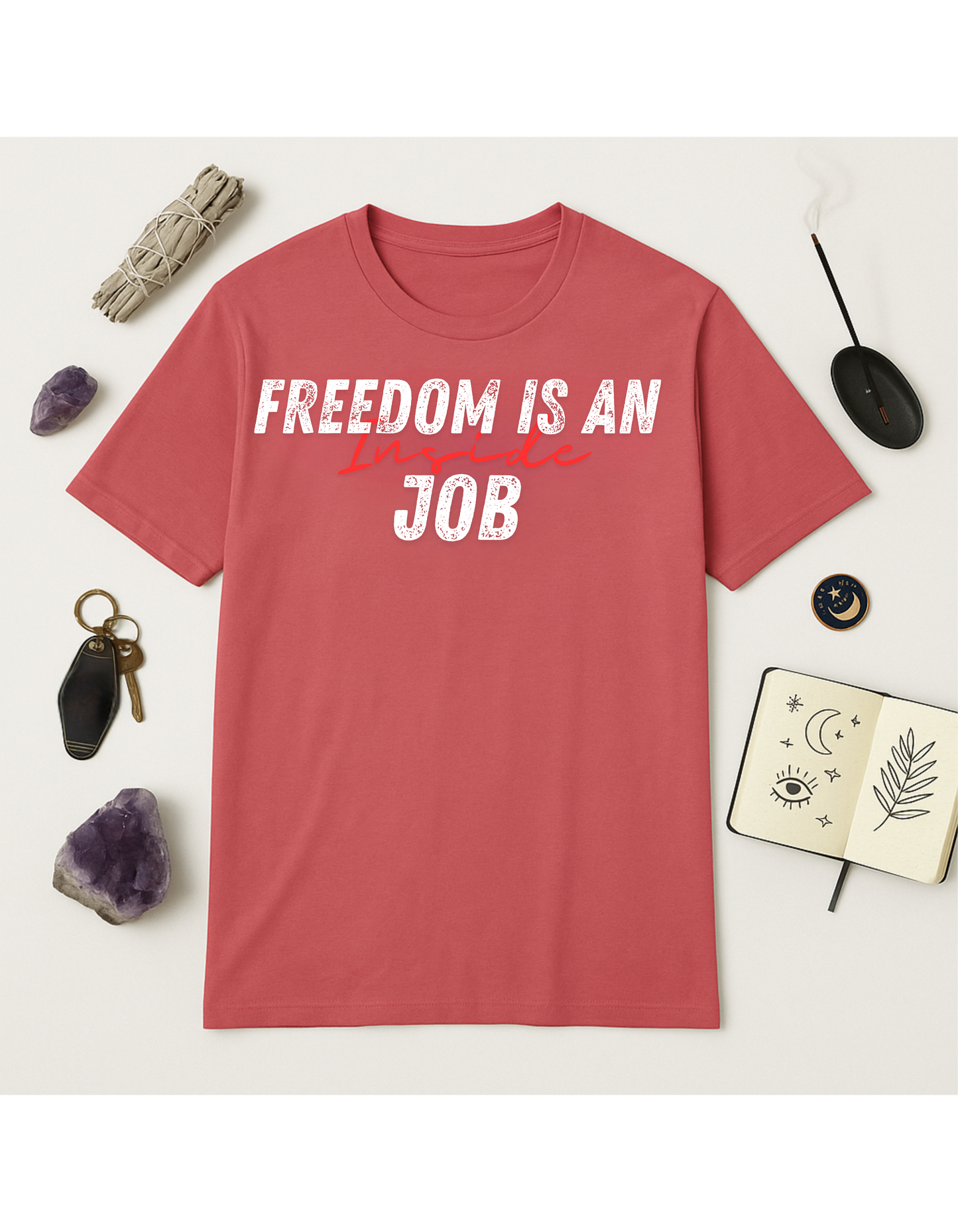 Freedom Is An Inside Job Unisex Softstyle T-Shirt, Motivational Tee, Affirmation Shirt, Gift for Space Lovers, Casual Wear, Unique Fashion
