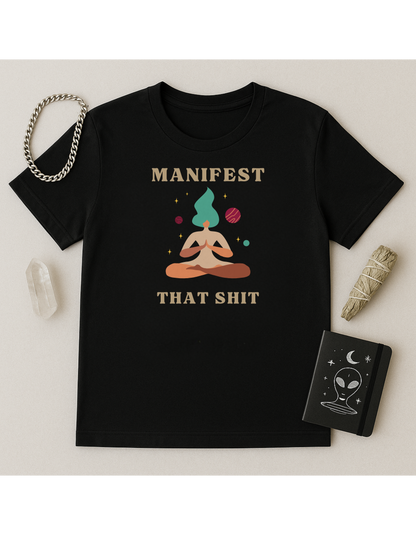 Manifest That Shit Unisex Softstyle T-Shirt, Motivational Tee, Affirmation Shirt, Space Lovers, Casual Wear, Unique Fashion