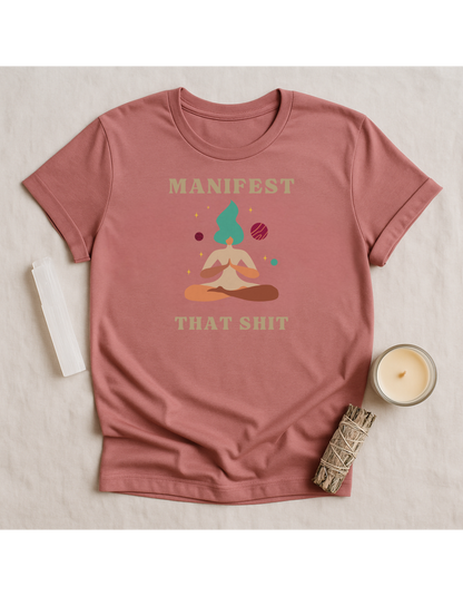 Manifest That Shit Unisex Softstyle T-Shirt, Motivational Tee, Affirmation Shirt, Space Lovers, Casual Wear, Unique Fashion