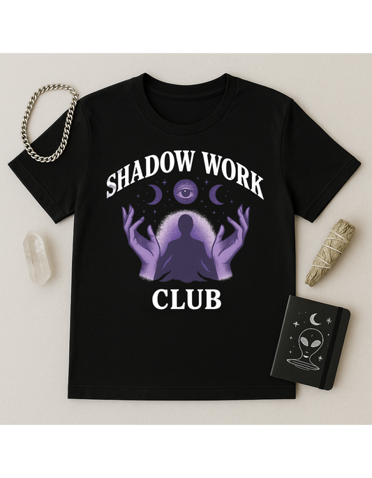 Shadow Work Club Unisex Softstyle T-Shirt, Motivational Tee, Affirmation Shirt, Space Lovers, Casual Wear, Unique Fashion